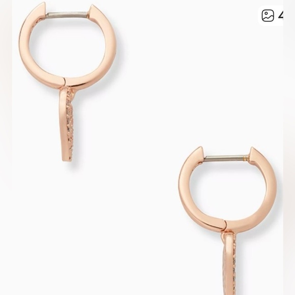 💕 NW Kate Spade Yours Truly Pave Heart Drop Earrings Rose Gold Clad - Picture 3 of 6